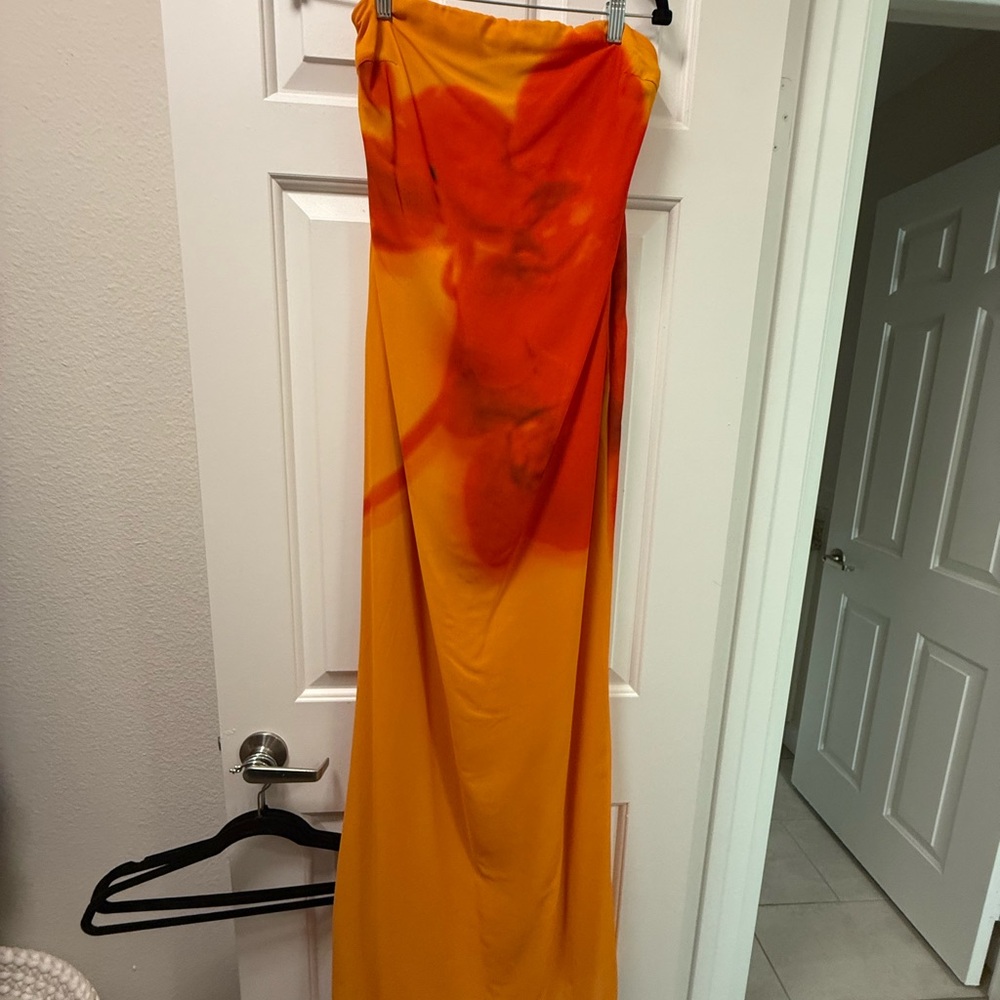 Meshki Orange and Red Strapless Maxi Dress - Picture 3 of 5